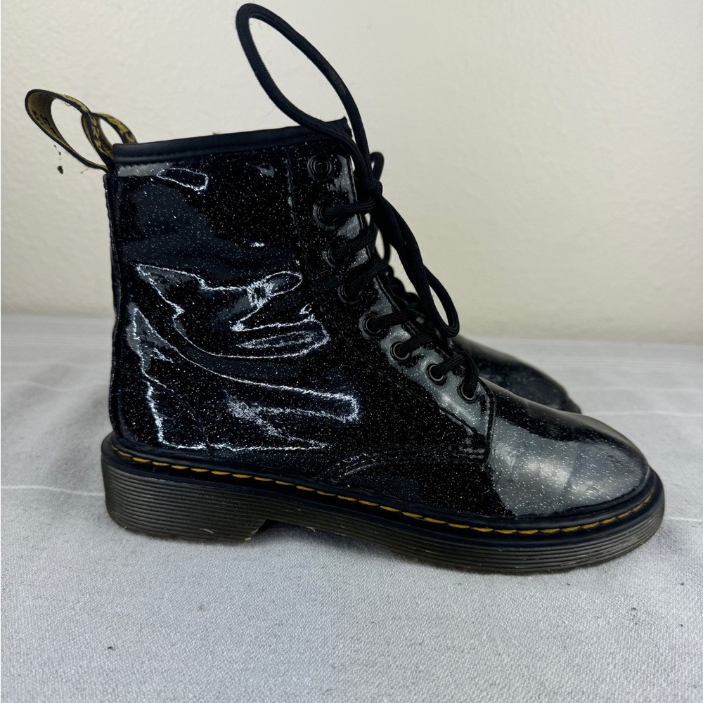 Doctor Martens 1460 J Kids Size 3 Black Silver Sparkle Glitter Side Zip